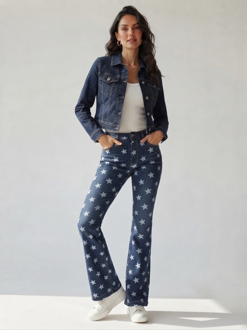 Judy Blue Navy Star-Print Bootcut Jeans